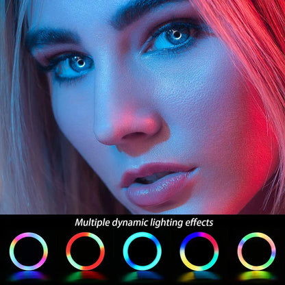 ¡Anillo de luz LED de colores brillantes para fotos y vídeos impresionantes!